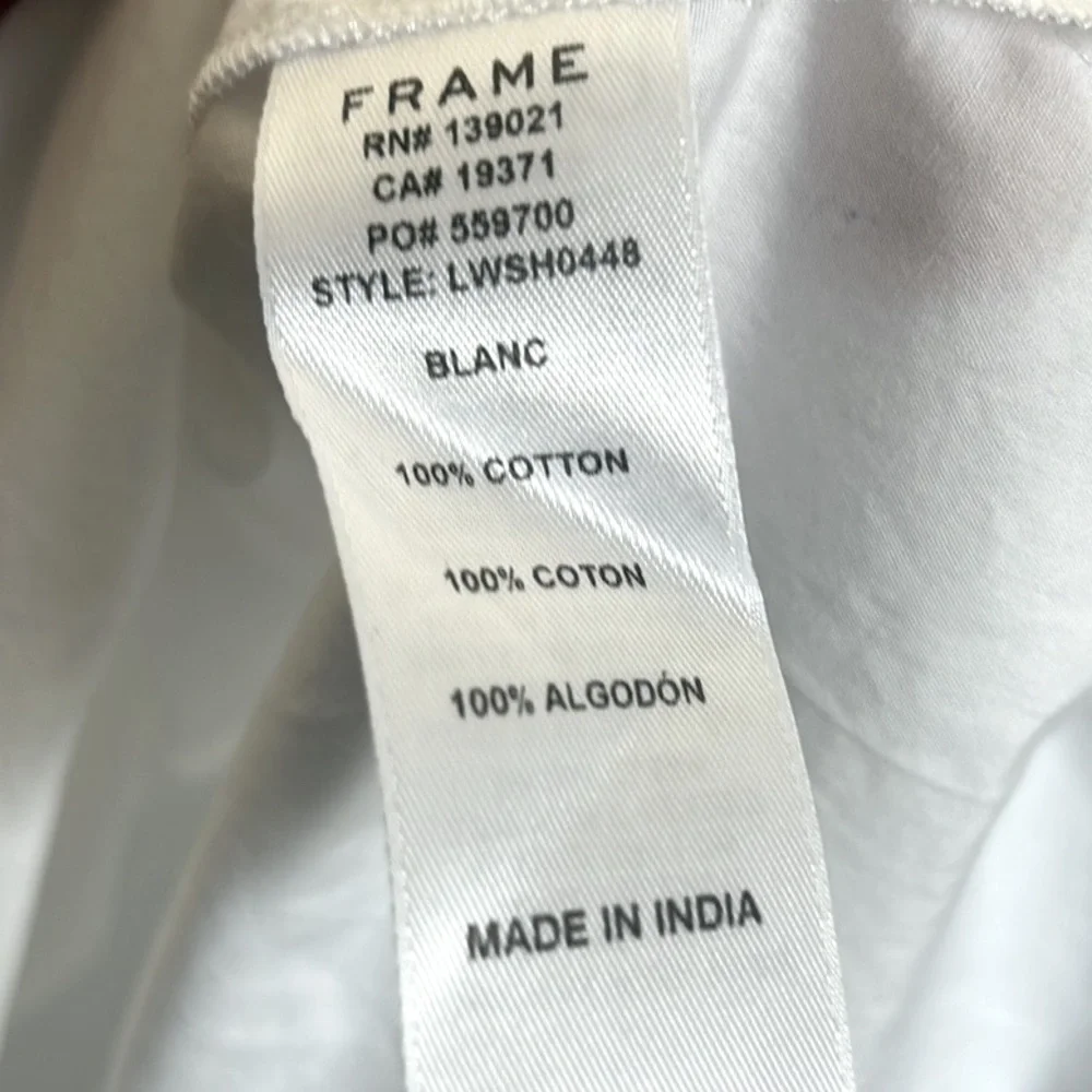 NWT [Frame] High Neck Sleeveless Ruffle Back Button Blouse Top White Women’s S - Picture 12 of 14